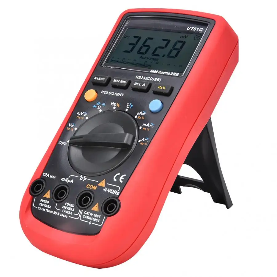 UNI-T UT61C Digital Multimeters AC 1000V RS232 PC Connect Data Calculate Diode LCD Backlight 0.5S Fast Test Temperature