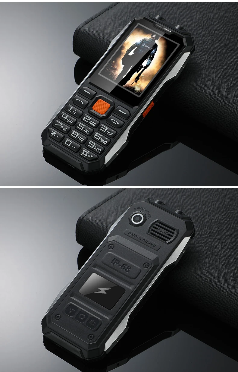 Slim Rugged Outdoor Phone Dual SIM Big Button Long Standby Blacklist Loud Speaker Two Flashlight SOS Dialing MP3 Video Player