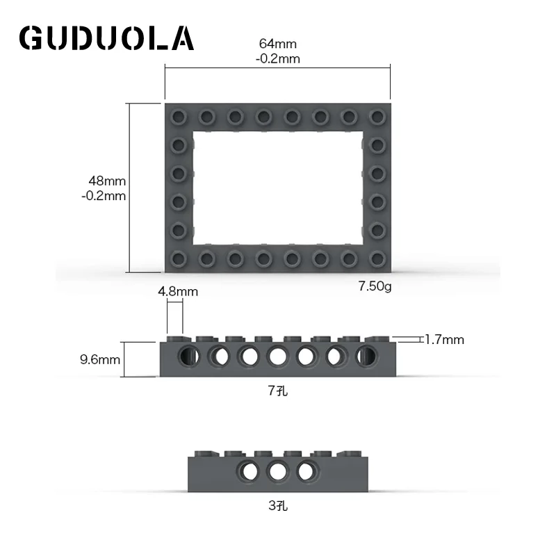 Guduola Special Brick 6 x 8 with Open Center 4 x 6 (32532 / 40345) MOC Building Block 5pcs/LOT