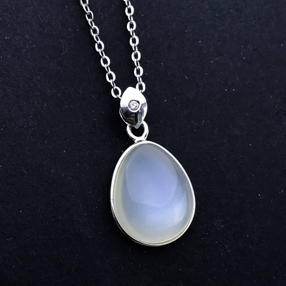 Natural White Moonstone 925 silver jewelry Pendants Necklaces For Women Men Fashion Geometric Shape Jewelry Gift Hotsale