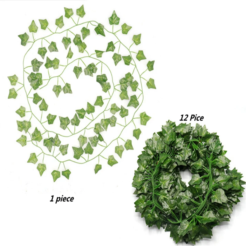 2M Artificial Fake Vine Ivy Plant Green Leaf Artificial Leaves For Festival Wedding Party Home Decoration Creeper Green Ivy Wr