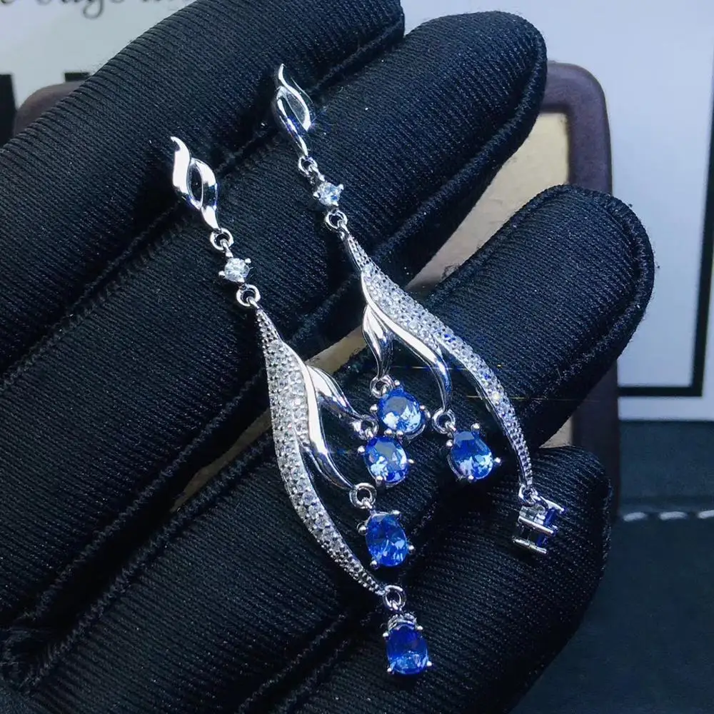 Free shipping Natural and real anzanite 925 sterling silver Earring Fashion Earring