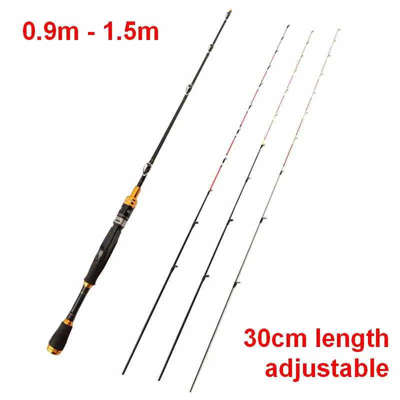 ZZ100 Short Section Portable 30cm Adjustable Boat Ice Raft Fishing Rod Titanium or Semi Titanium Tips 0.9m 1.0m, 1.2m, 1.3m 1.5m