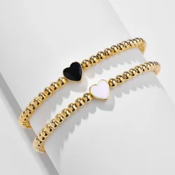 Bracelets à breloques coeur en émail perlé CCB pour femme, bracelets étoiles élastiques ChimDesigner, vente en gros, 2 pièces, 2023