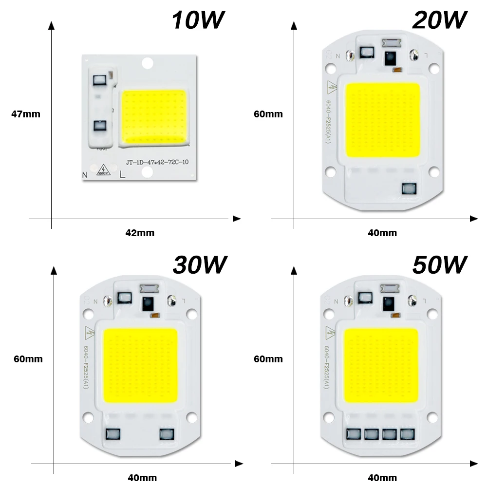 110V 220V LED Chip 10W 20W 30W 50W 70W 100W LED Lamp Smart IC No Need Driver Chip LED Flood Light Spotlight DIY Lighting