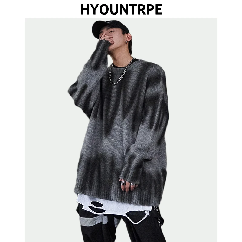 

Mens Oversize Sweater Casual O-neck Knitted Tops Unisex Autumn Winter New Fashion Male Warm Hip Hop Loose Streetwear Sweaters