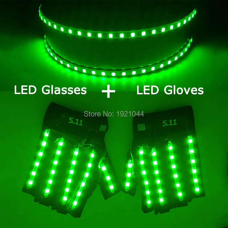 1pcs LED Glasses + 1pair LED Gloves 6 Colors Available New Product Set Glow Dance Party Costume Decoration LED Laser Props