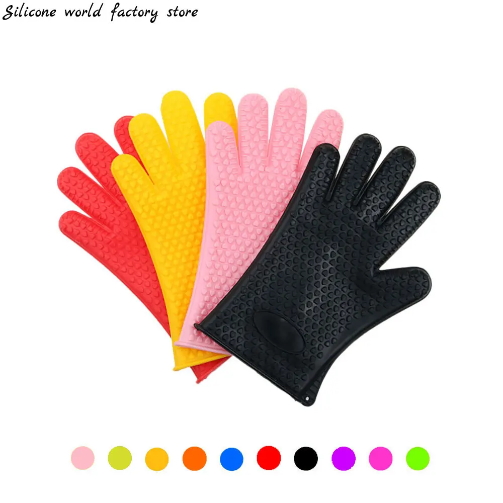 Silicone world Kitchen heart-shaped Microwave Mitt Insulated Oven Heat Resistant Silicone Glove Baking Cooking Non-slip Tool