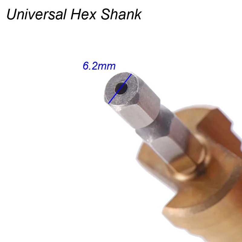 High Speed Steel Straight Groove Step Drill Bit Cone Titanium Coated Wood Metal Hole Cutter Core Conical Drill Bit Tools Set