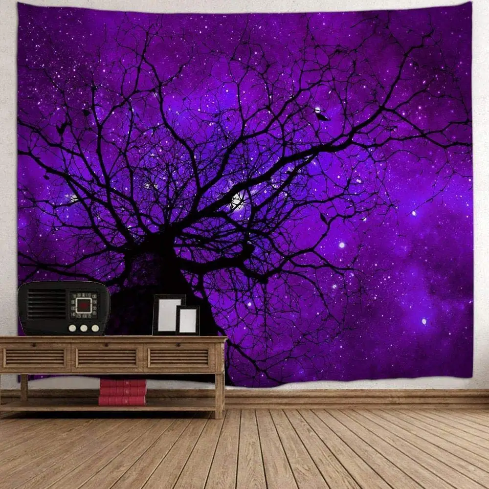 Mystic Forest Farm House Decor Tapestry Dark Forest Scenery Sunbeams Woodland Landscape Wall Hanging