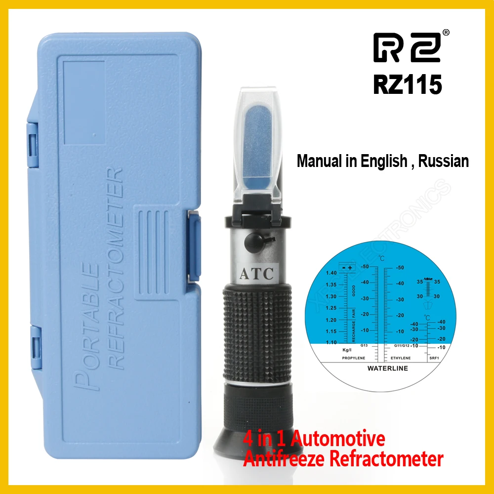 RZ Genuine Retail Package Automotive Antifreez Refractometer Freezing point Urea Adblue Battery fluid Glass water Tool