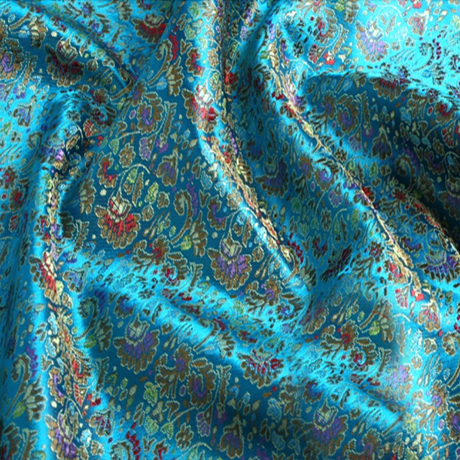 HLQON multi-color flower jacquard brocade fabric for patchwork felt tissue telas dress bed sheet children cloth 50x75cm