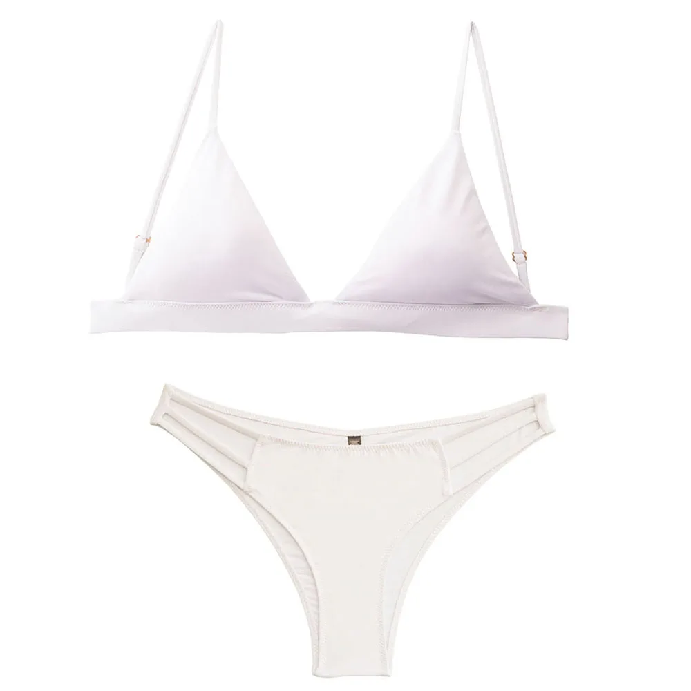 Imagem -02 - Verão Conjunto de Biquíni Feminino Banho Branco Maiô Triângulo Biquinis Brasileiro Micro Segredo Fundo Atrevido