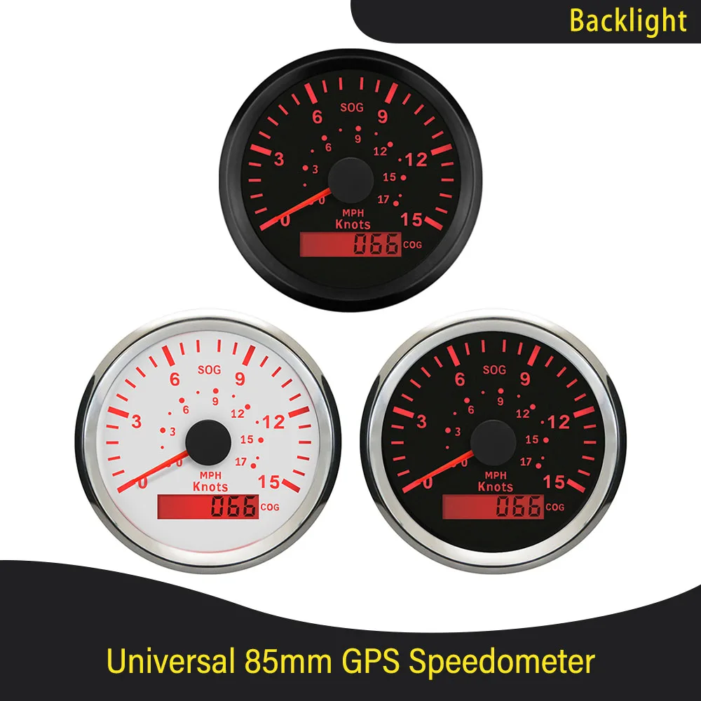 Universal 85mm Boat 0-15Knots 0-35Knots 0-70Knots Waterproof GPS Speedometer Speed Gauge with Red Backlight for Marine Yachts