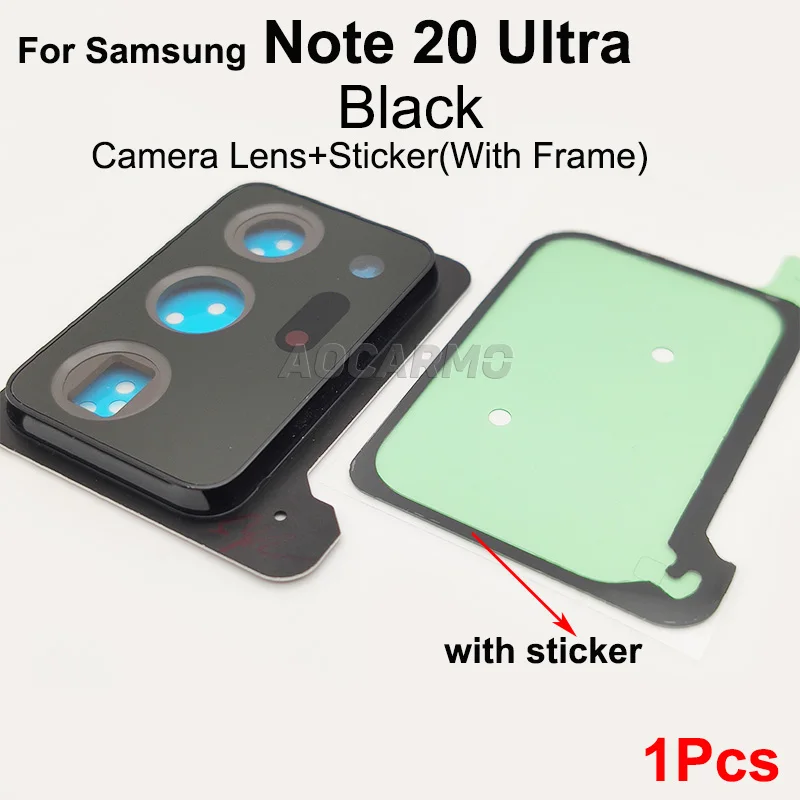 Aocarmo For Samsung Galaxy Note 20 Ultra 20u Rear Back Camera Lens Glass With Adhesive And Lens Frame Cover Sticker