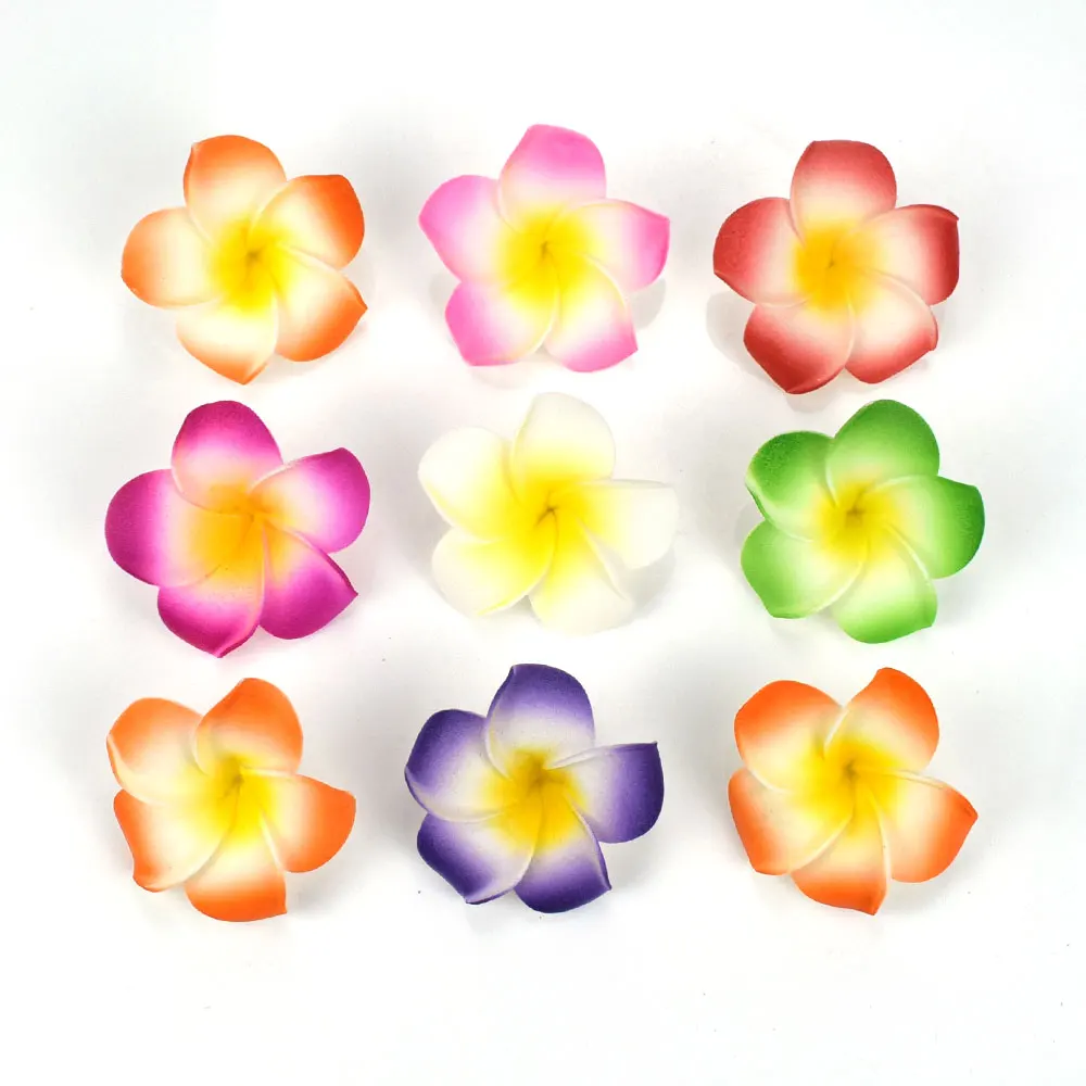 100PCS Artificial Frangipani Decorative Flower Hawaiian PE Foam Plumeria Flowers for DIY Party Wedding Decor 4/5/6/7/8CM