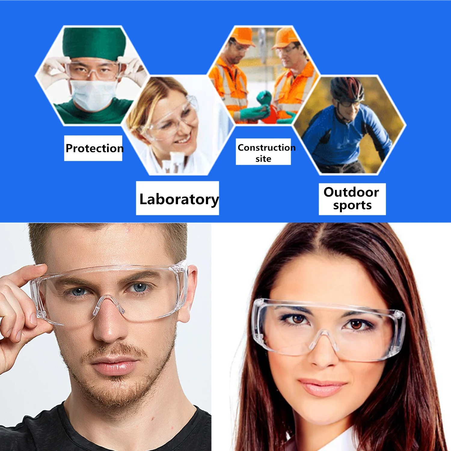 Safety Goggles Glasses Transparent Dust Proof Glasses Workplace Lab Dental Eyewear Splash Eye Protection Anti wind Glasses