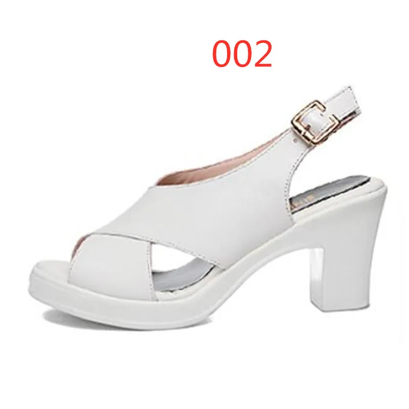 2023 Newest Elegant Open Toe Summer Shoes Woman Cow Leather Sandals Thick With High-heeled Sandals Plus Size Women Shoes Sandals