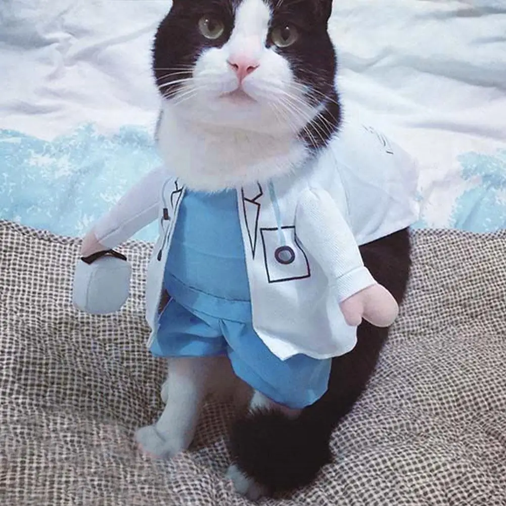 Pet Halloween Costume Funny Dog Cat Doctor Costume Pet Doctor Clothing Funny Cosplay Clothes Dress Apparel Outfit Uniform