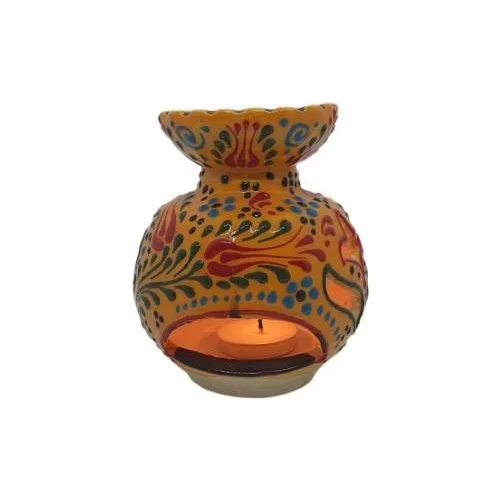 Expert Dark Yellow Tulip Pattern Large Ceramic Decorative Censer Candle holder