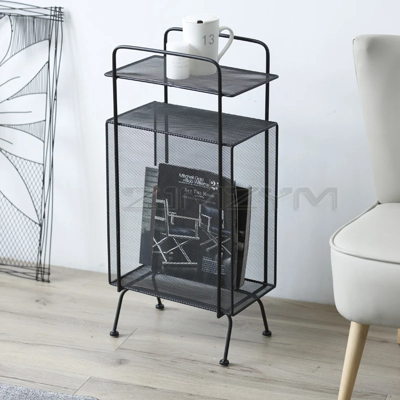 Metal storage rack Nordic simple bedroom storage rack Magazine Book Shelf Floor Stand Bookcase Luxury Storage Shelves