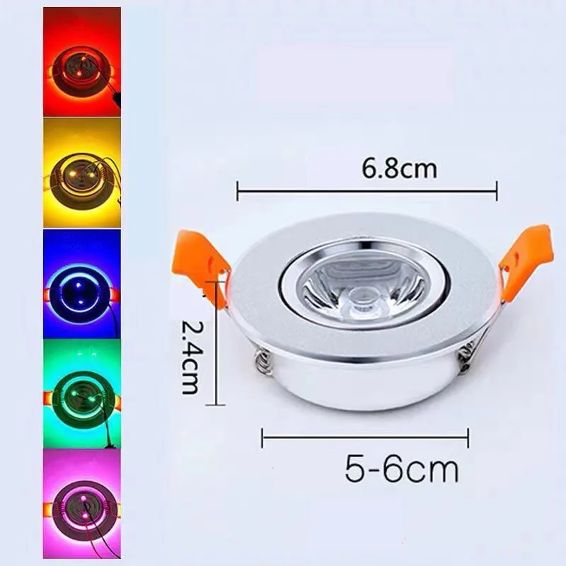 Teto LED Downlight RGB 3W Dimmable DC12V Recesso LED Spot Light Gabinete Showcase Lâmpada 220V Lâmpada Led Com Controle Remoto