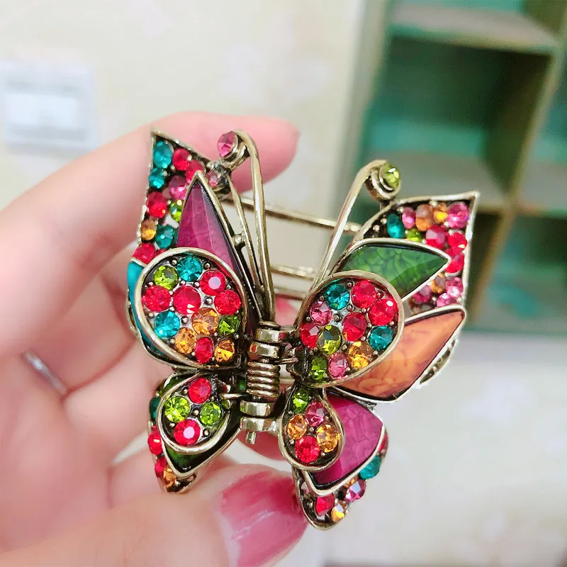 muylinda Butterfly Hair Clip Vintage Rhinestone Hair Claw Crab Women Banquet Party Hair Accessories Jewelry