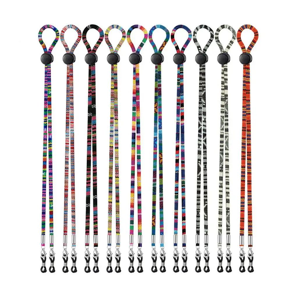 100pcs 5mm Wide Adjustable Colorful Ethnic style Masks Eyeglass Neck Cord Retainer Lanyard Holder Wholesale