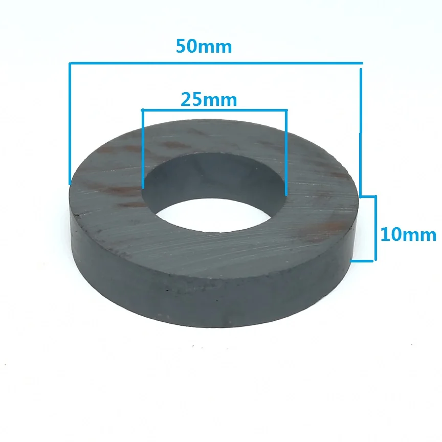 1 2 5PCS/LOT Ferrite Magnet 50*10 Hole 25 Strong Y30 Ring MAGNET 50x10 Black Round Powerful Magnets 50x10-25