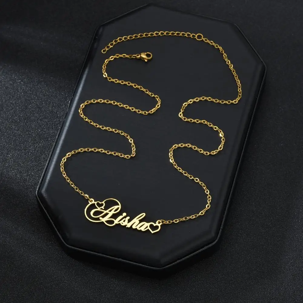 Atoztide Collane Cuore Personalizzato Choker Nome Personalizzato Collane Targhetta Monili di Fascino In Acciaio Inox Amanti del Regalo Per Le Donne