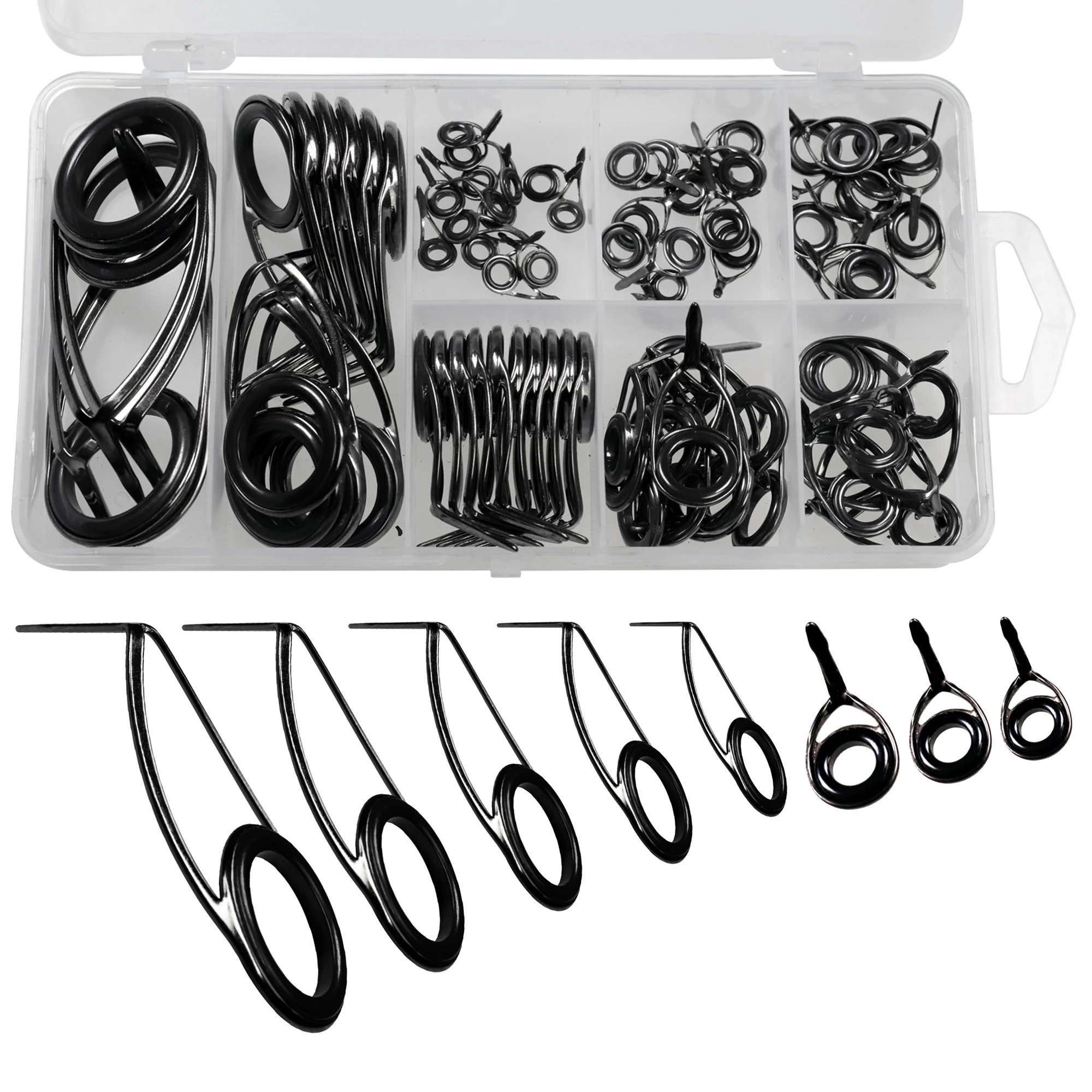 

75pcs Fishing Rod Guide Repair Set #6-#30 Stainless Steel Fishing Pole Guide Rings Replacement Kit Fishing Rods Accessories