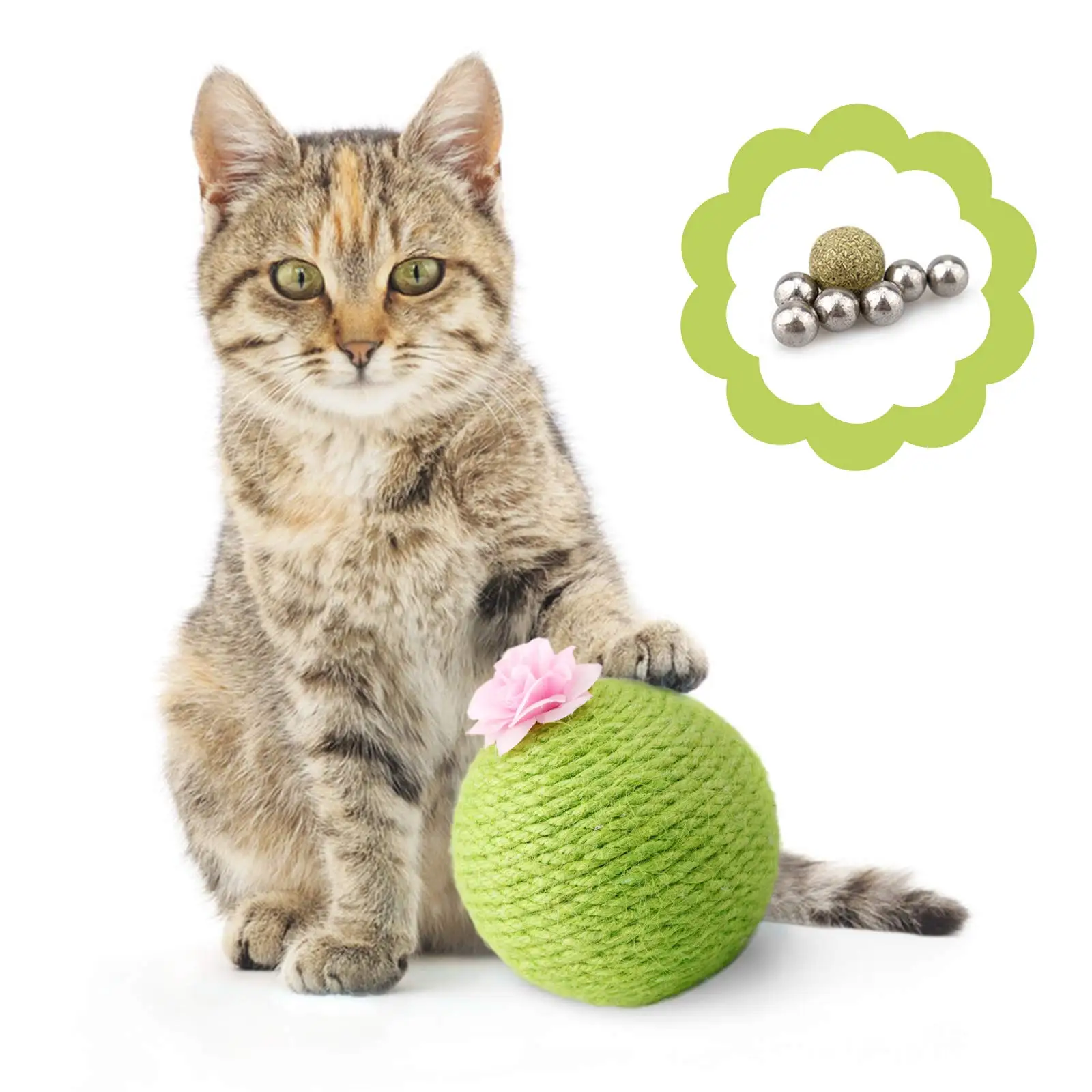 

Tumbler Cactus Cat Scratcher Ball Interactive Catnip Kitten Toys Natural Sisal Scraper Tree for Cat Indoor Play Hunting Exercise