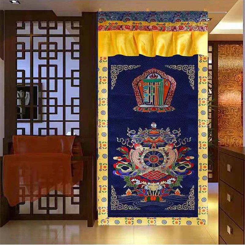 

180cm*90cm Nepal Double Embroidered Buddhist Door Curtains Tibetan Living Room Bedroom Curtain Partition Porch Dustproof Cotton