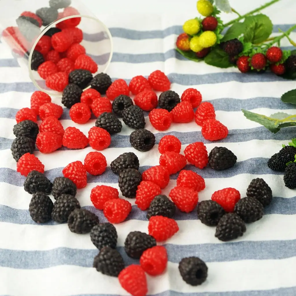 DIY Accessories Bright Color Realistic PVC Mulberry Branch Model Artificial Raspberry Fake Fruit Photography Props