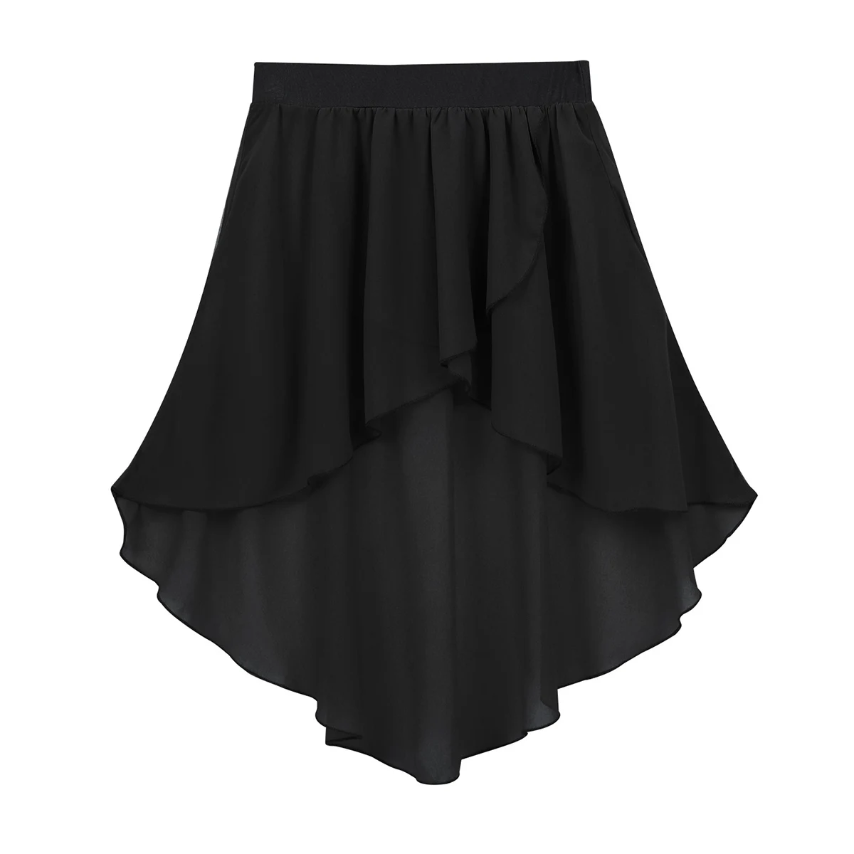 Ballet Skirt Kids Girls High-Low Elastic Waistband Chiffon Skirt Jazz Dance Studio Practice Performance Ballerina Dance Costumes