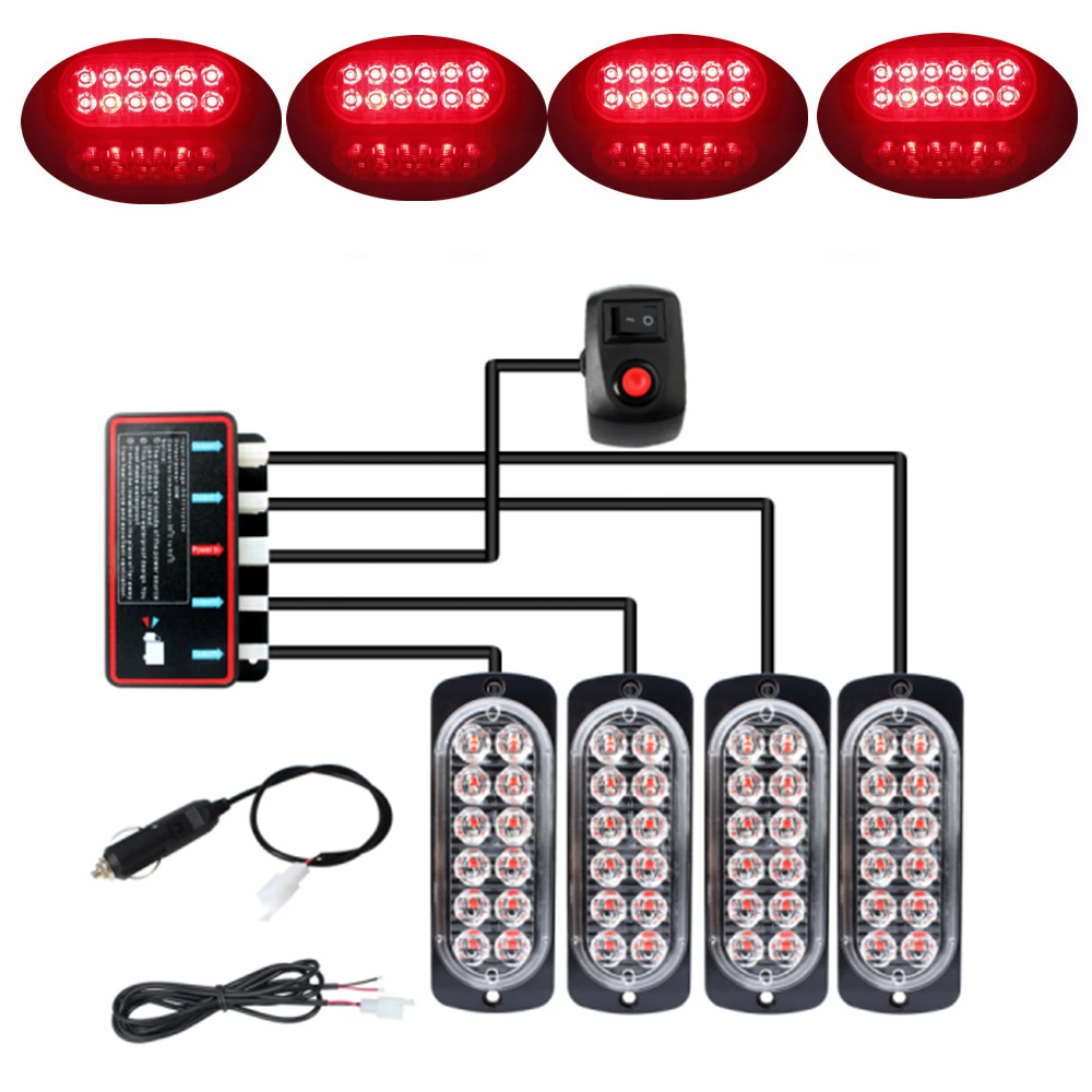 48LED Auto Strobe Knipperende Led Verlichting Lamp Emergency Oranje Strobe Lights 12V Knippert Auto Strobe Auto Waarschuwingslam