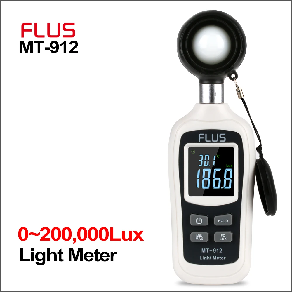 

FLUS Digital Light Luxmeter Meter Temperature 0-20000 Lux Illuminometer Luminometer Photometer Lux/FC Tester Light Meter