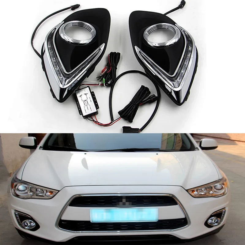 

1 Set High Quality Car LED DRL Daytime Running Light with Fog Lamp Hole for Mitsubishi ASX 2013 2014