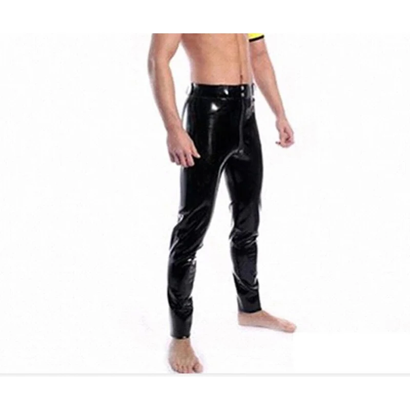 Handmade Black Latex Man Pants with Front Zipper Gummi 0.4mm Rubber Jeans Customize Plus Size