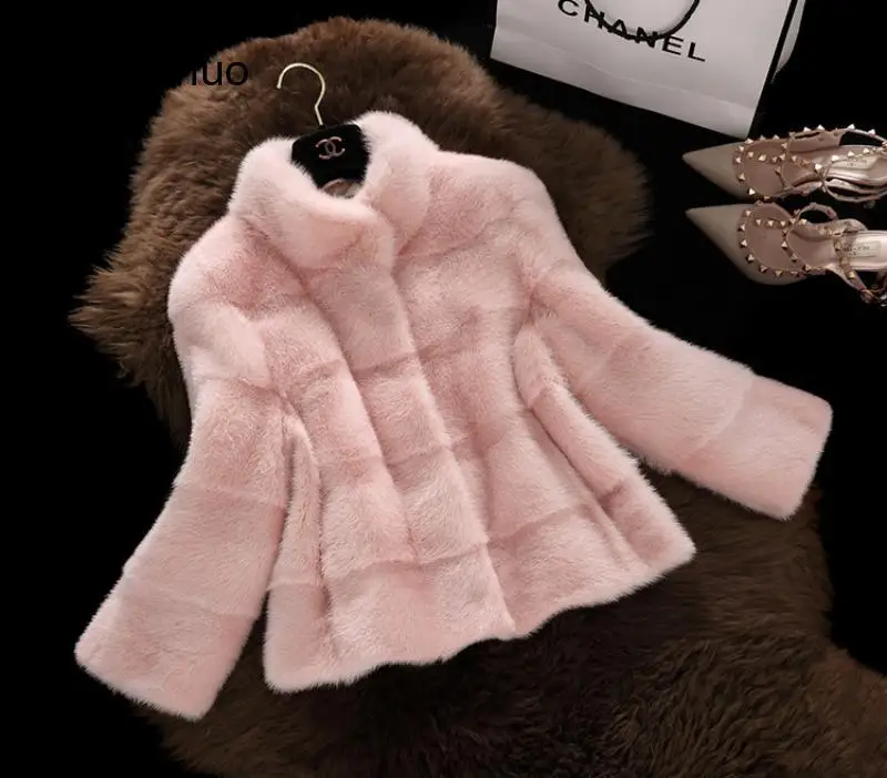 Nuovo Arrivo di Inverno Delle Donne Breve Capelli Cappotto di Pelliccia Del Faux Manica Lunga di Colore Solido Blu Bianco Rosa Plus 3XL della Tuta Sportiva Delle Signore