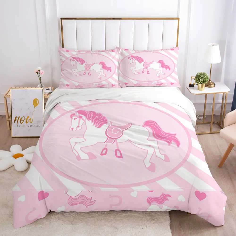 Quilt Covers Pillowcase Bedding Set Duvet Cover Sets Comforter Case Bed Linen King Queen Size 3D Pink Cartoon Home Textile