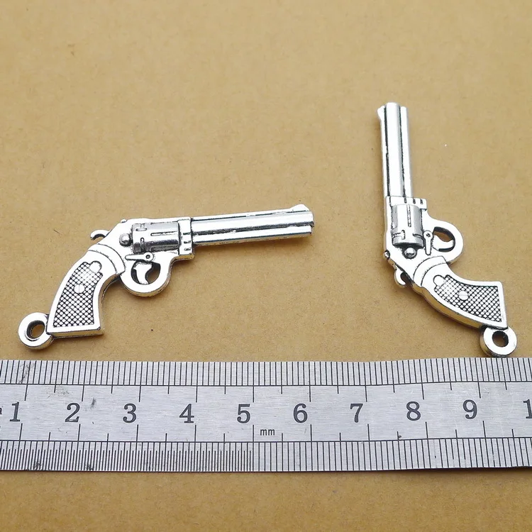 Newest 3Pieces 56*24mm Mixed Alloy Antique Silver Color Gun Charms Keychain Accessory Pendant For DIY Jewelry Making