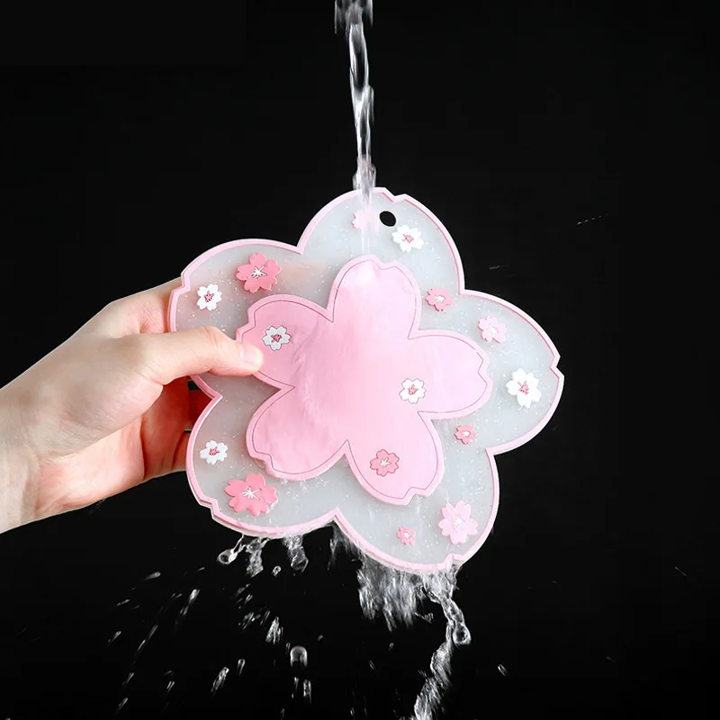 Japan Style Cherry Blossom Silicone Coaster Dining Coffee Table Cup Mat Heat-resistant Pad Anti-slip Placemat Kitchen Accessory