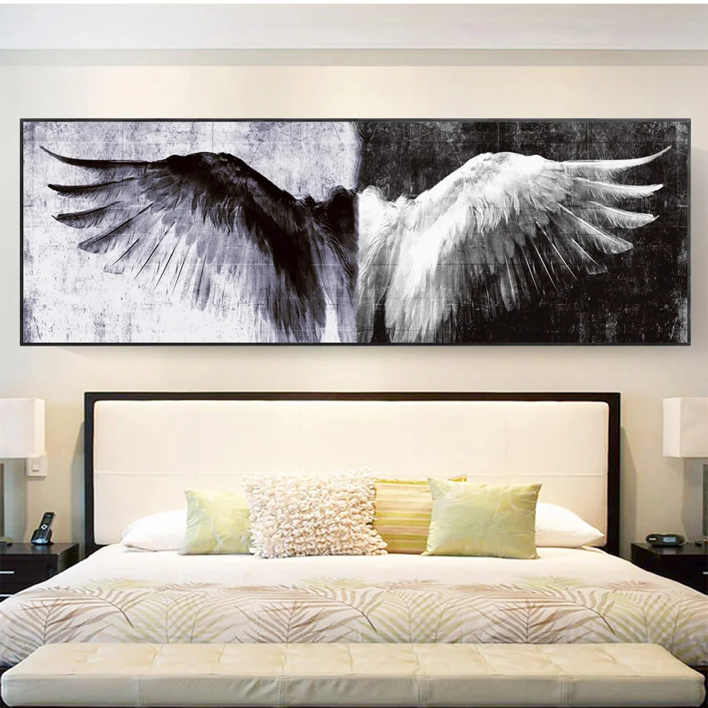 

Black And White Wings Retro Decor Wall Art Canvas Painting Posters And Prints Abstract Vintage Wing Picture For Living Room