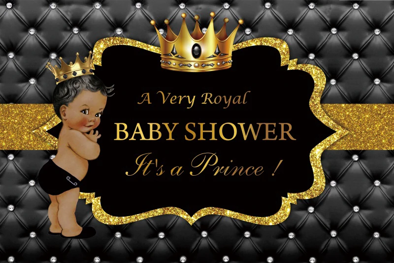 الأمير خلفية التاج الملكي استحمام الطفل حفلة انها الأمير الأسود اللوح الأمامي الاحتفال مخصص ملصق الطفل صورة الصورة