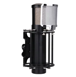 DIY microphone body 687 with pop filter case shell frame for studio audio part black and silver color Black