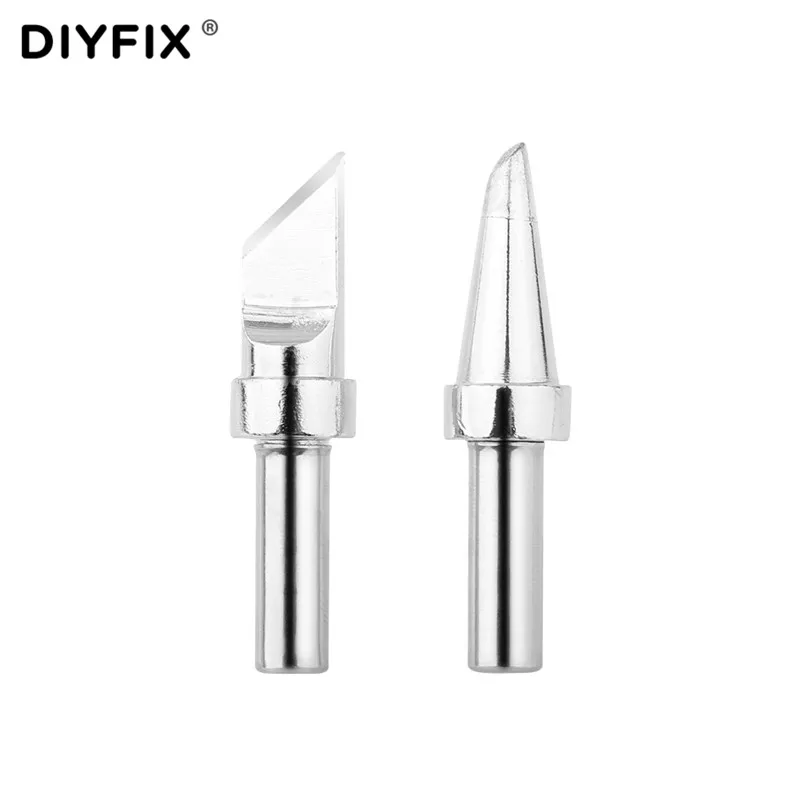 Diyfix 2Pcs Soldeerbout Tip Niet-magnetische Voor Soldeer Station Gereedschap Cutter Hoofd Precisie Loodvrij Solderen ijzer Tips