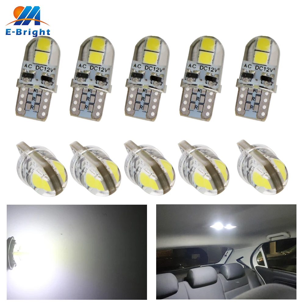 

4/10PCS AC DC 12V Silica T10 W5W 3030 4 SMD Led Non-polar For 168 194 Car Door Interior Instrument Reading License Plate Lights