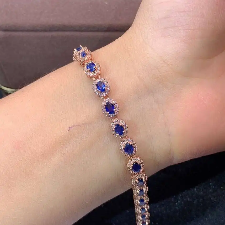 KJJEAXCMY fine jewelry 925 sterling silver inlaid natural sapphire popular girl new hand bracelet support test Chinese style