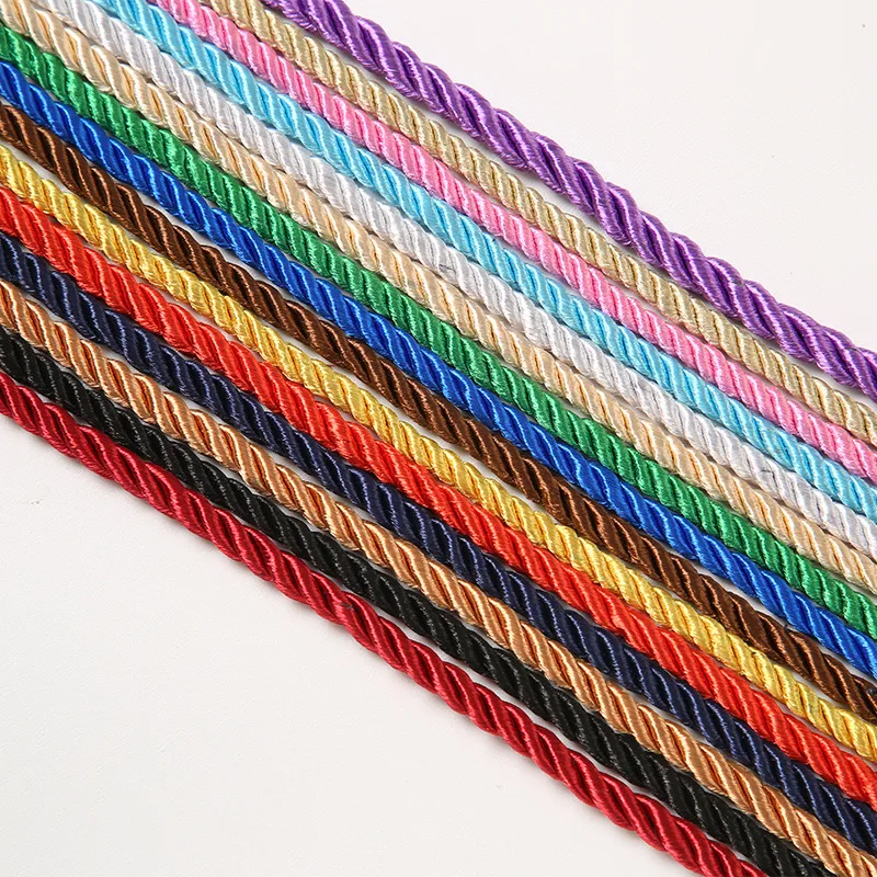 5mm 5 Yards 3 Shares Twisted Cotton Nylon Cords Colorful DIY Craft Braided Decoration Rope Drawstring Belt Accessories JK2020